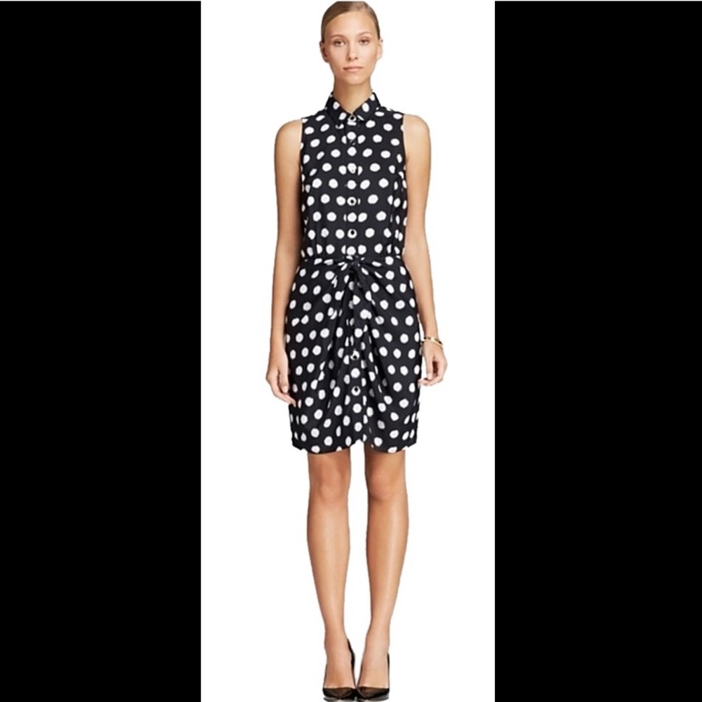 MICHAEL Kors Knotted Tie Polka-dot Short Dress